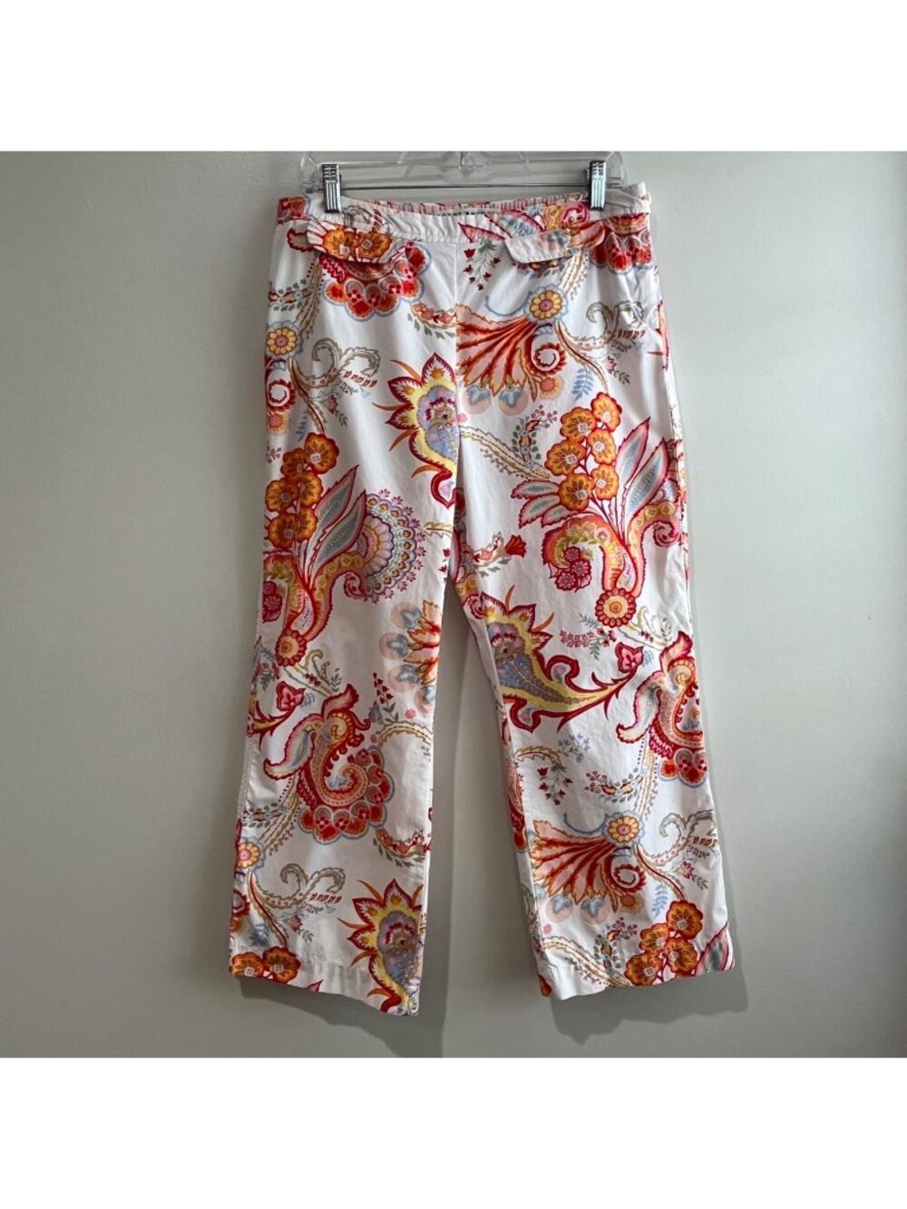 Tommy Hilfiger Paisley Print Cropped Pants Womens 8 Colorful Y2K
